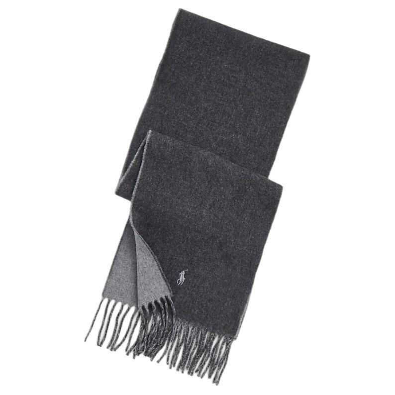 

Polo Ralph Lauren Шерстяной вязаный шарф мужской антрацитовый, Charcoal