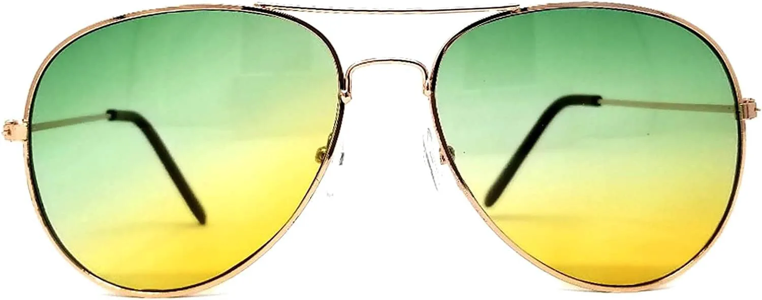 

Классические солнцезащитные очки-авиаторы OWL в металлической оправе с цветными линзами и защитой от УФ-излучения UV 400, унисекс, 2t Gold / Green-yellow