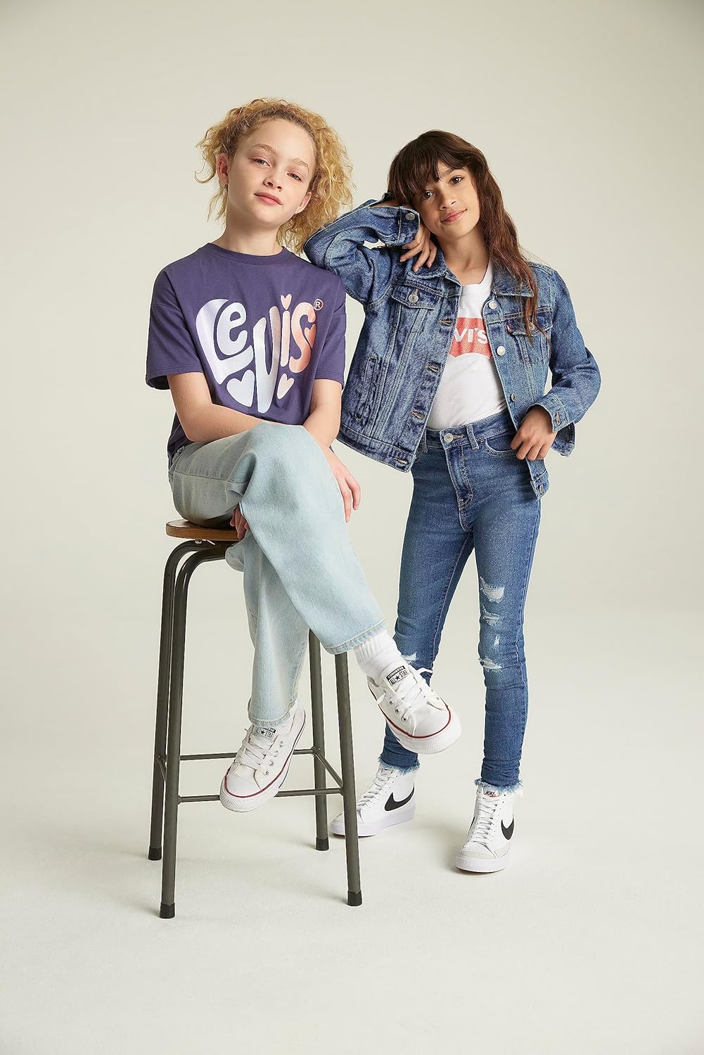 Классическая футболка Levi's для девочек с крыльями летучей мыши, White/Pink — фото 3