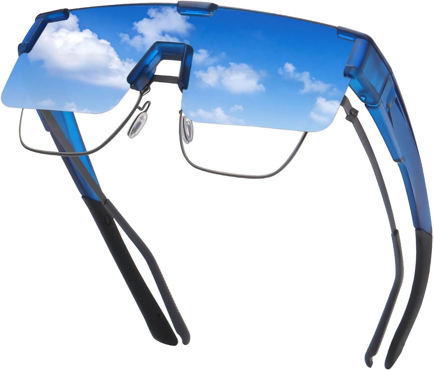 

Солнцезащитные очки HAOLOTA Fit Over Glasses для мужчин, обтекаемые солнцезащитные очки для вождения, езды на велосипеде и активного отдыха на природе, с защитой от УФ-излучения, A06 Mat Blue Frame Blue Lens