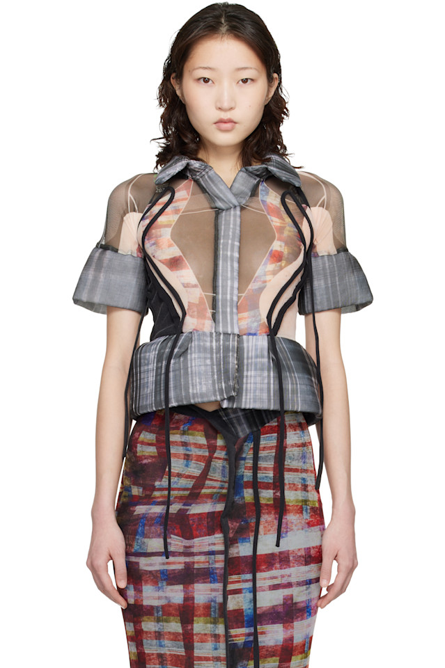 

Ottolinger Серая сетчатая блузка с подкладкой