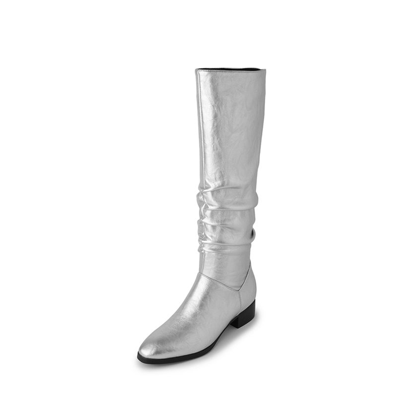 Yeezyy Reezy Женские сапоги до колена на каблуке 3,5 см серебристые, цвет Silver