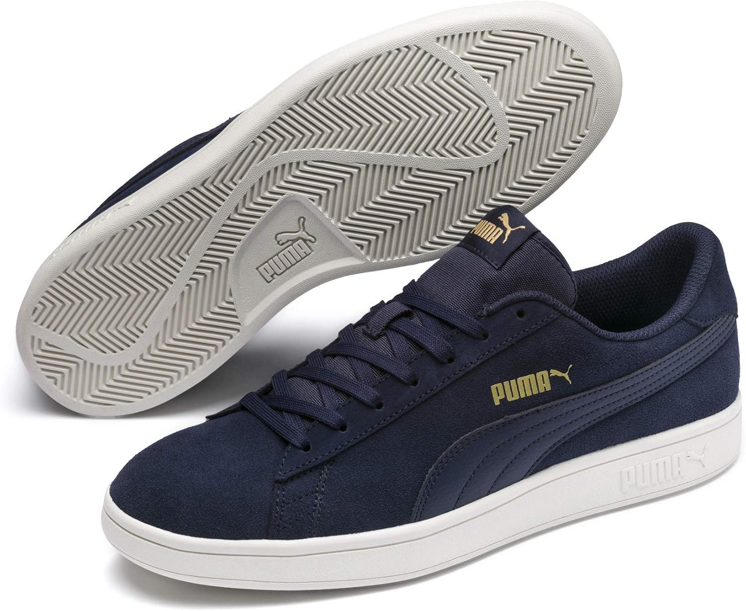 Кроссовки Puma Smash V2 Low-Top для взрослых унисекс, синий/золотой/белый — фото 2