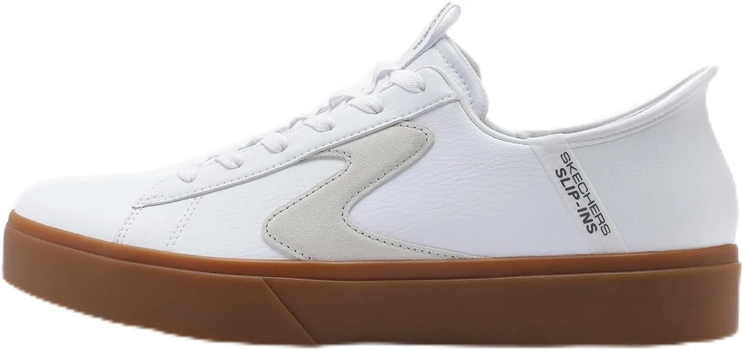 Мужские слипоны Skechers Eden Lx Strando Platform с возможностью снятия сандалий без помощи рук, White Duraleather Natural Trim