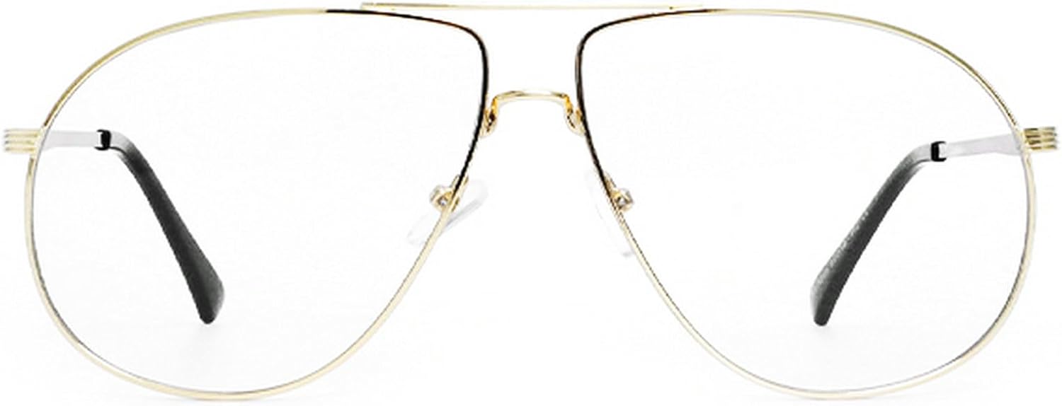 

Большие солнцезащитные очки-пилот для женщин и мужчин, популярные в винтажном стиле 70-х, женские солнцезащитные очки с двойной перемычкой, защита от УФ-излучения UV400 mincl, Gold Clear