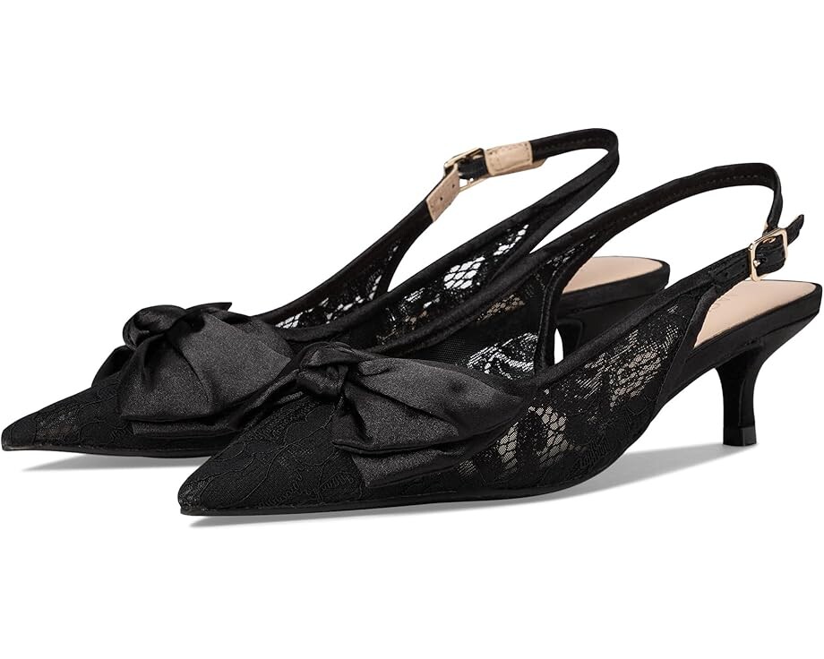 

Туфли Jack Rogers Debra Slingback Kitten Heel - Lace/Satin, черный