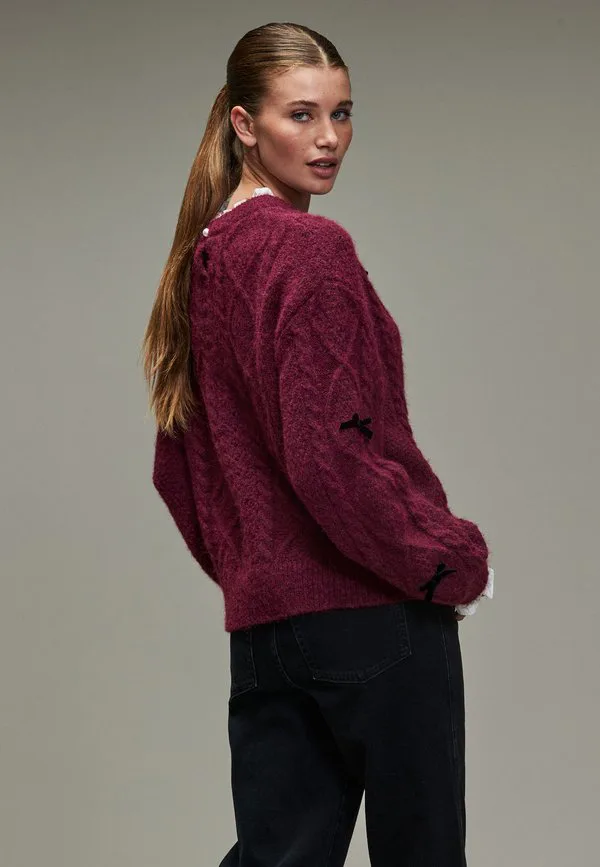 Джемпер с воротником стандартного кроя и бантом Next, Burgundy Red — фото 2