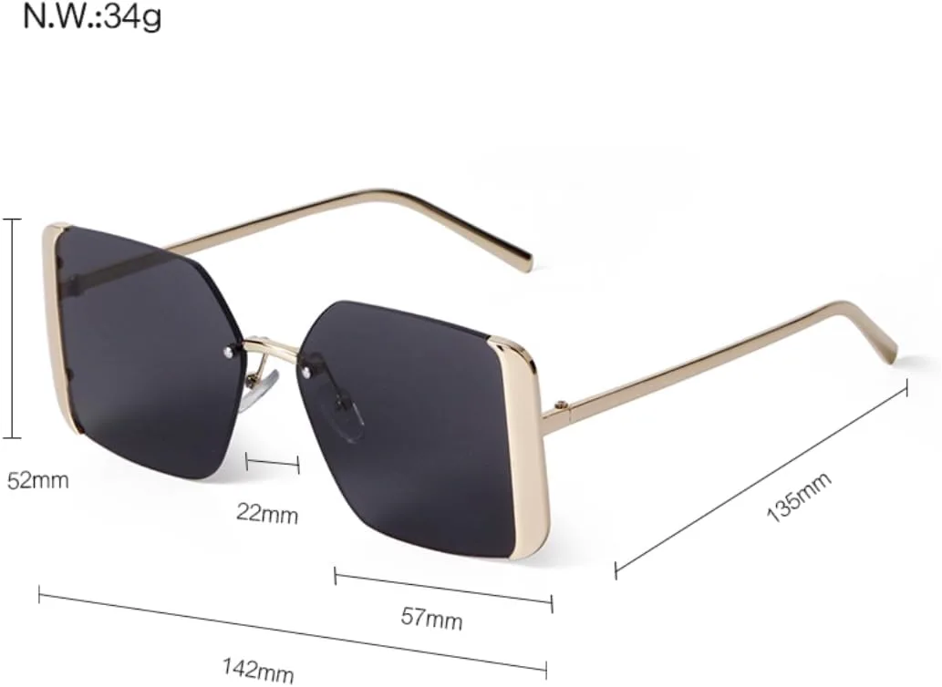 

Модные солнцезащитные очки без оправы большого размера для женщин, роскошная винтажная оправа, женские солнцезащитные очки с защитой от УФ-излучения UV400 VFDHN, 2