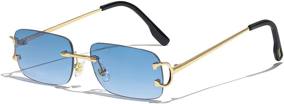 

Прямоугольные солнцезащитные очки для мужчин, без оправы, белые с медными линзами, небольшие квадратные солнцезащитные очки для женщин, очки с градиентными линзами для активного отдыха GHVWYX, C07 Blue