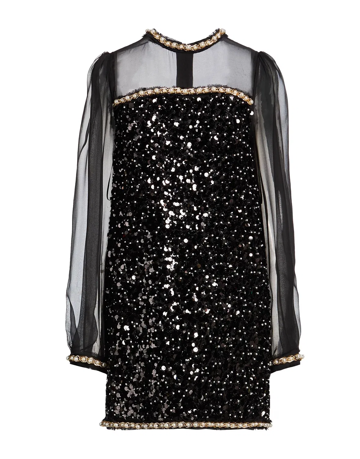 Платье мини с пайетками BALMAIN черное