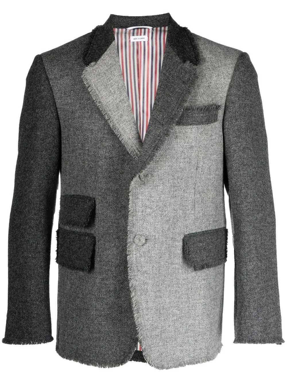

Однобортный пиджак со вставками THOM BROWNE, серый