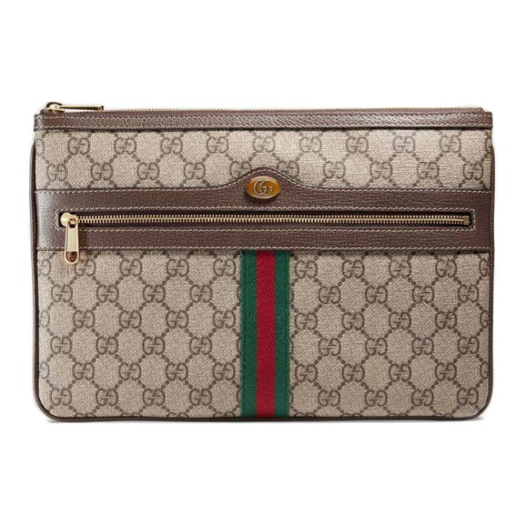 

Ophidia Canvas With Leather Clutch Women's Ebony/Brown GUCCI