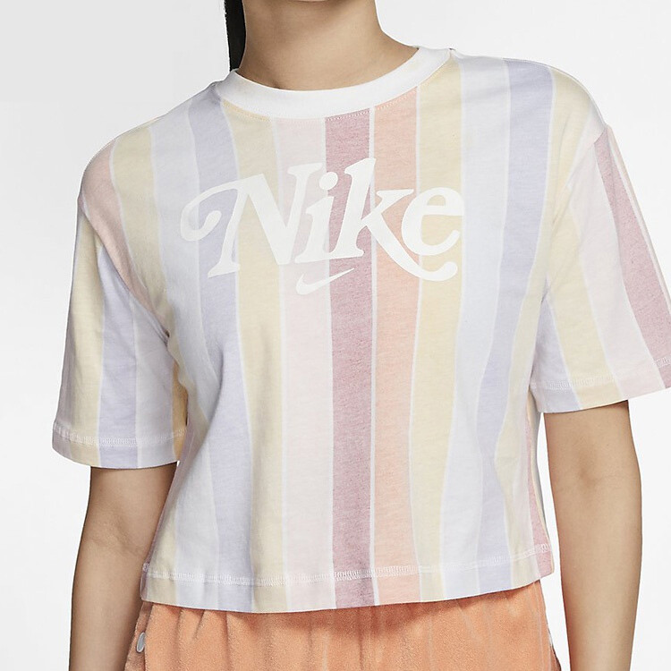 Укороченный женский топ в полоску, цветные блоки Nike — фото 3