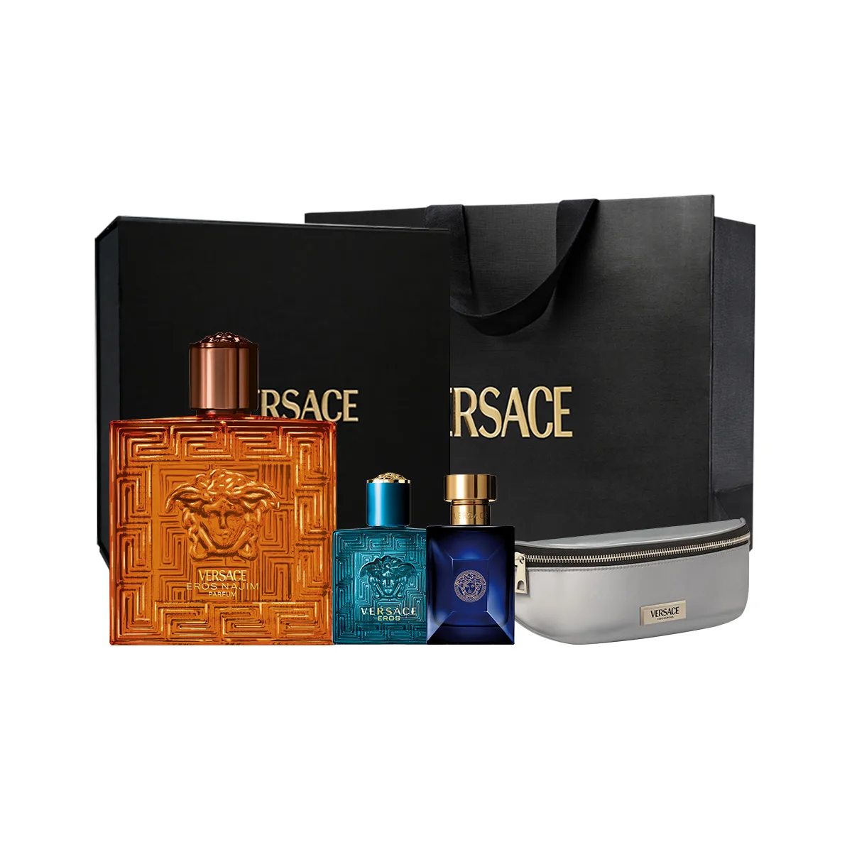 VERSACE Парфюм Desert Flame, подарочный набор с ароматом Amber, 50 мл/100 мл + 5 мл*2 + поясная сумка, 100ml Set 2
