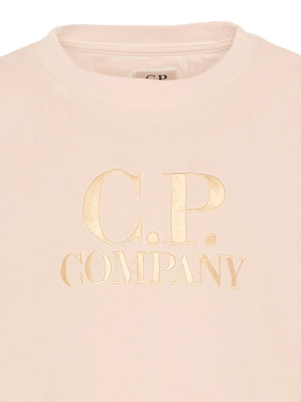 Хлопковая футболка с логотипом C.P. Company Kids, бежевый — фото 3