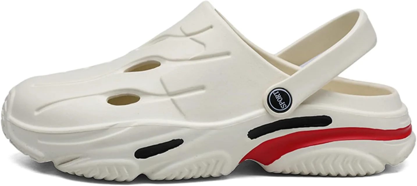 

Мужские садовые сабо FLIOZY, слипоны, пляжные шлепанцы, дышащая обувь для душа, сандалии для ходьбы по воде, белый