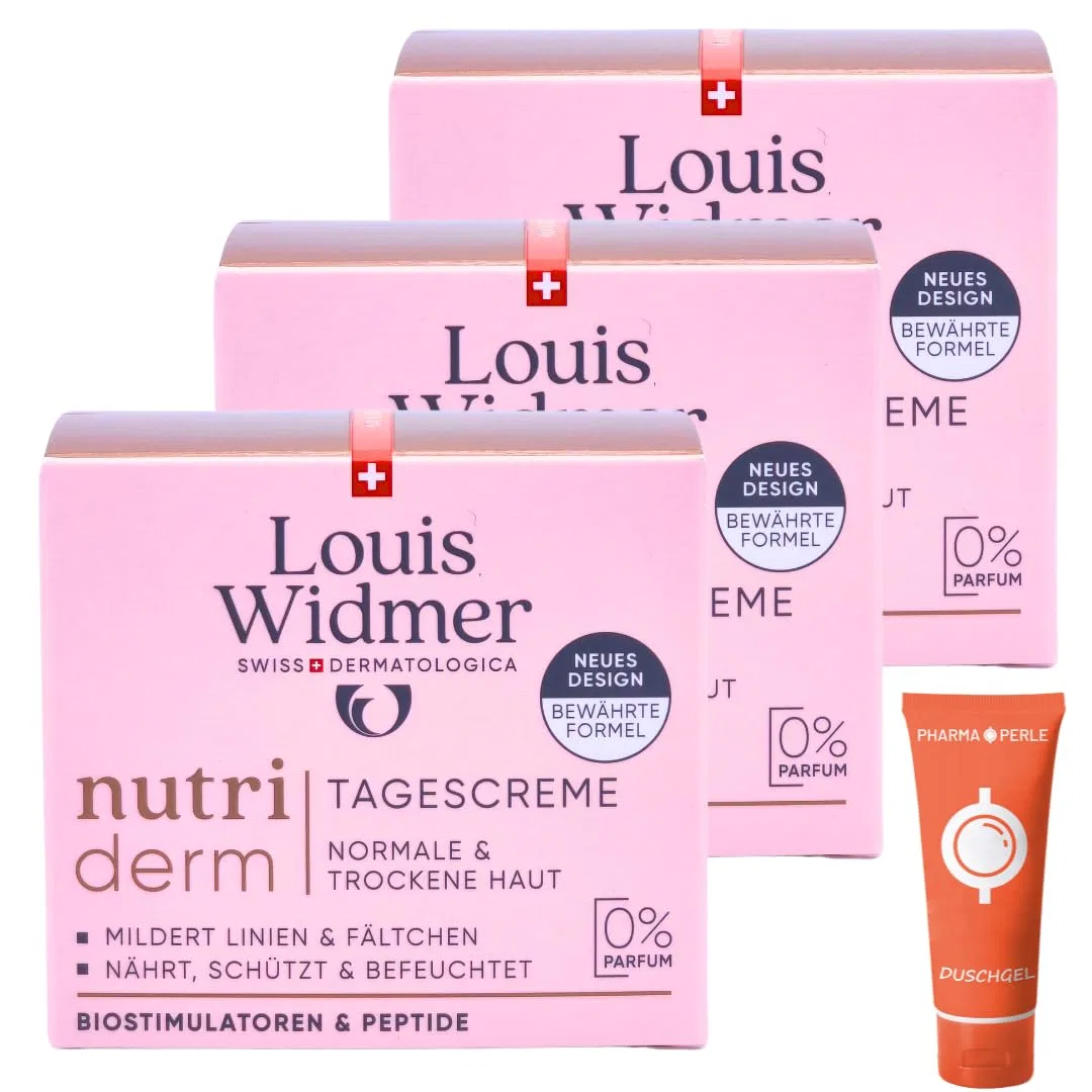 Дневной крем для лица «Nutriderm» без запаха от Louis Widmer, 3 x 50 мл Pharma Perle, 3X