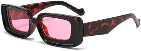 

Солнцезащитные очки прямоугольной формы конфетного цвета для женщин, винтажные мужские солнцезащитные очки в стиле панк цвета шампанского MTZJH, Leopard Pink