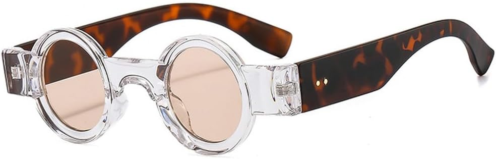 

Популярные модные маленькие круглые солнцезащитные очки для женщин в стиле ретро-панк, солнцезащитные очки UV400 для мужчин, прозрачные линзы Ocean, модные солнцезащитные очки с заклепками WNCKSQ, Clear Champagne