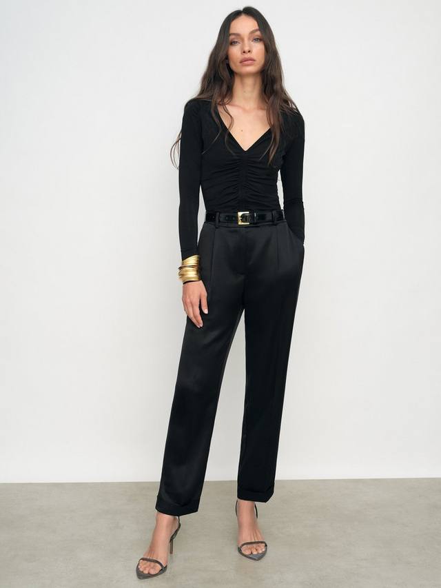 

Топ с V-образным вырезом Bethany из сетчатой ткани Reiss, Black