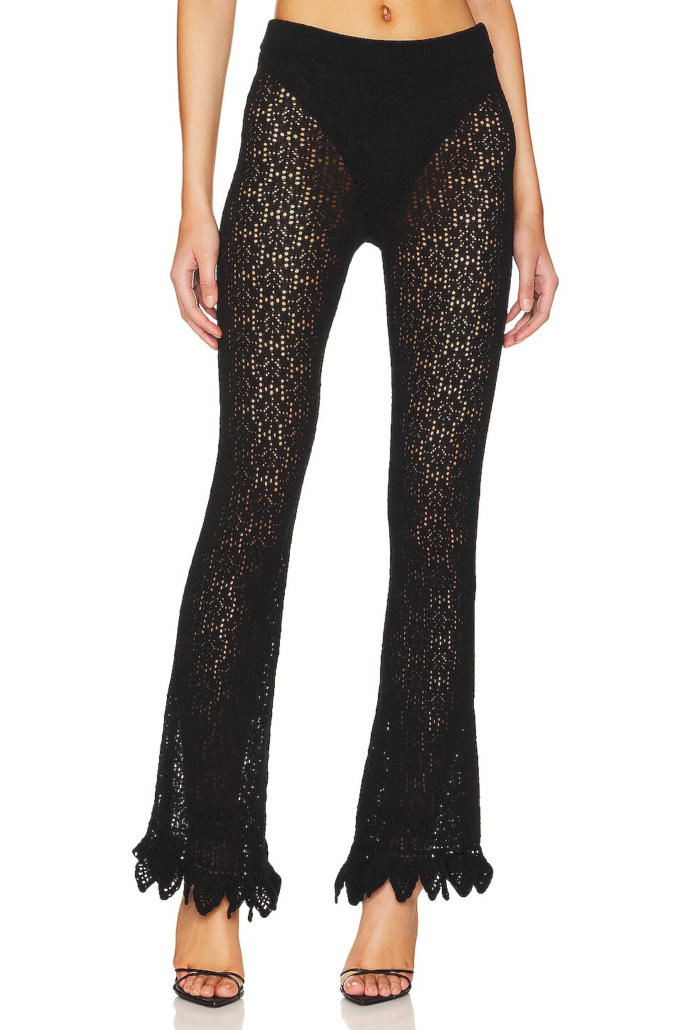 

Брюки MAJORELLE Karenza Pointelle Knit, черный