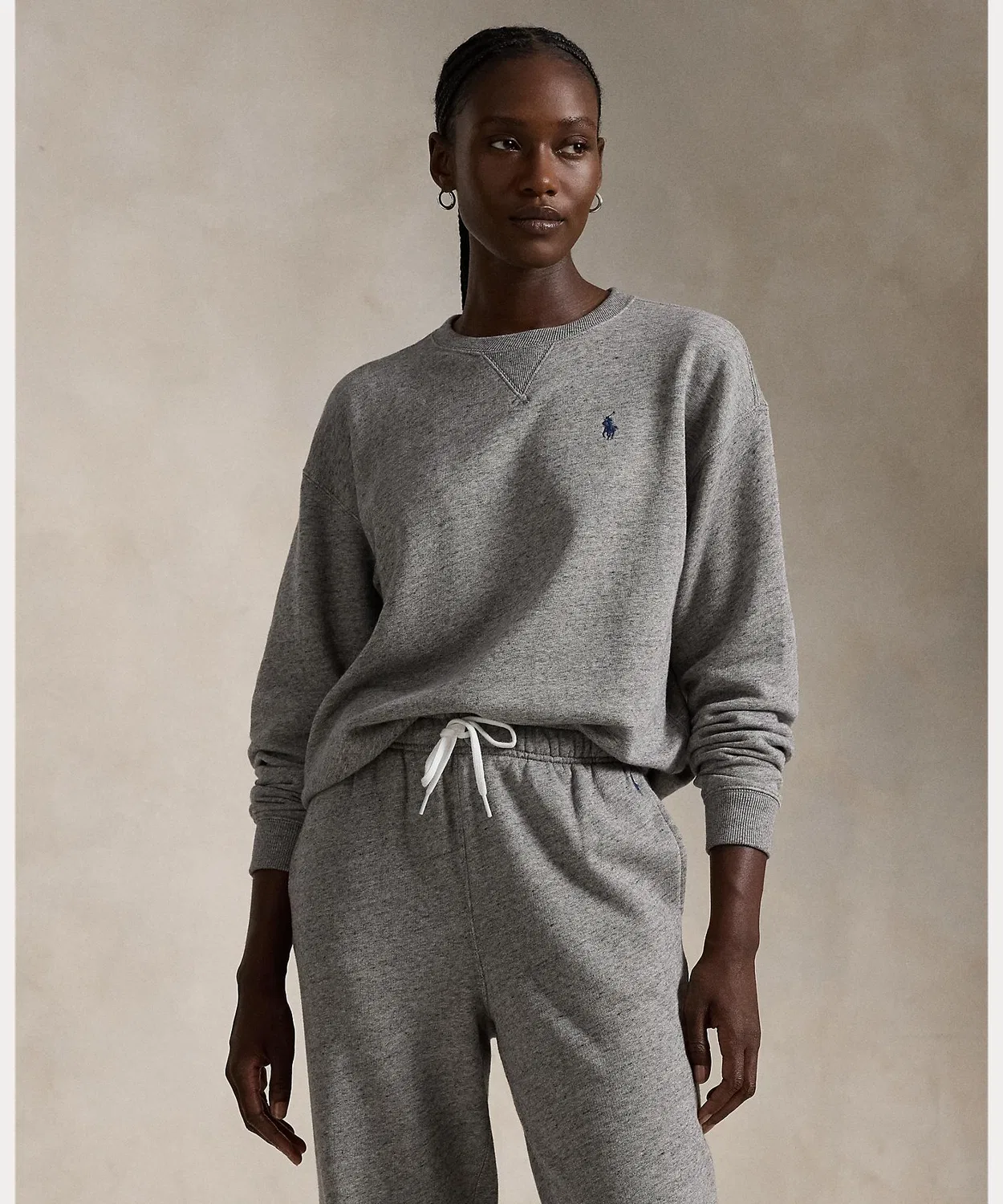 Свитшот флисовый с круглым вырезом Polo Ralph Lauren Relaxed Fit серый