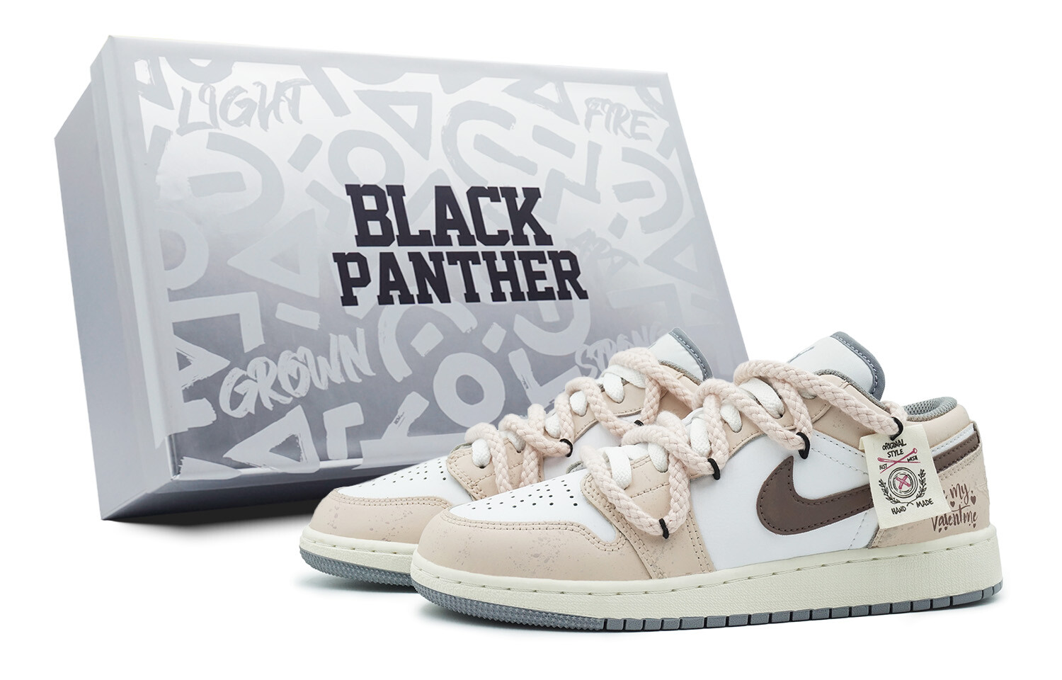 

Кроссовки Air Jordan 1 Skateboarding Shoes Women's Low-top Pink/white/brown, розовый