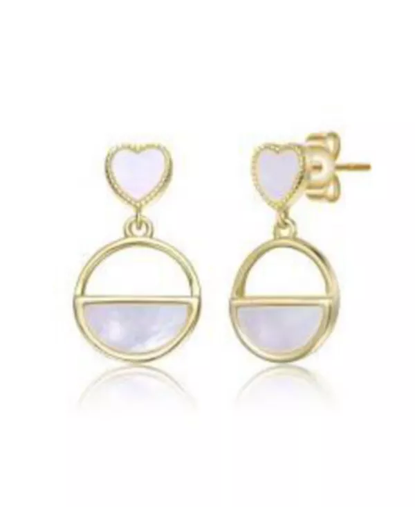 

Серьги-Подвески Rachel Glauber с покрытием из 14-каратного золота и белым перламутром в форме сердца и круга Gigigirl, gold