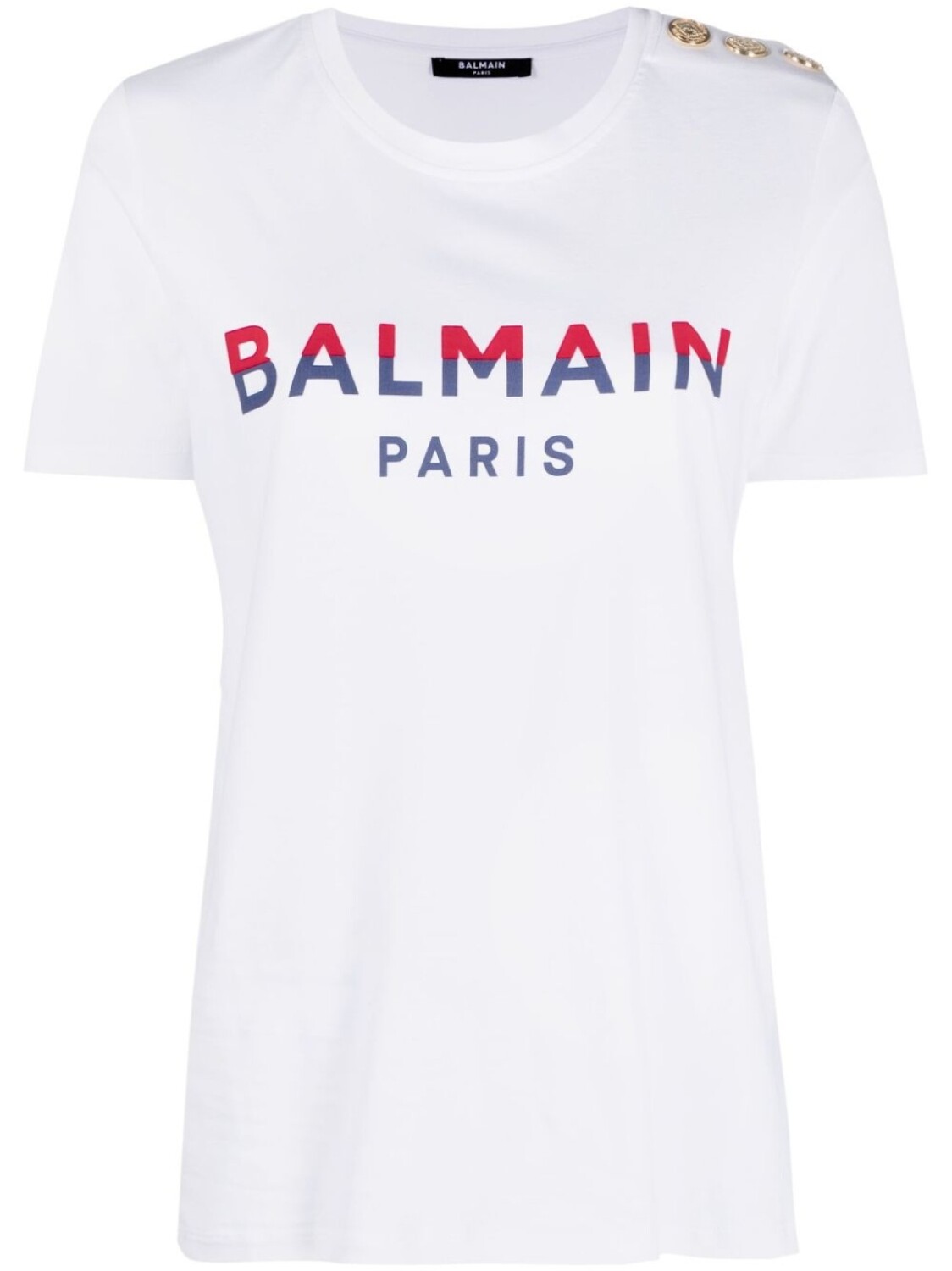 

Футболка с декоративными пуговицами и логотипом Balmain, белый