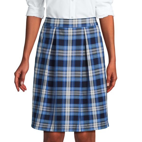 

Женская школьная форма в клетку, юбка-шорты до колена Lands' End, цвет clear blue plaid