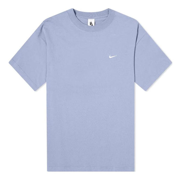 

Футболка Nike Solo Swoosh Small Label Logo Solid Color Sports Round Neck Short Sleeve Blue, мультиколор