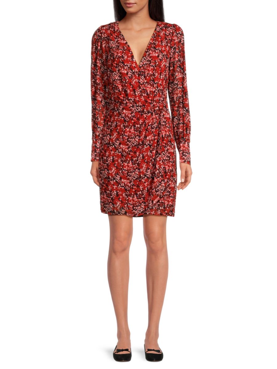 

Мини-платье с цветочным принтом The Kooples, красный