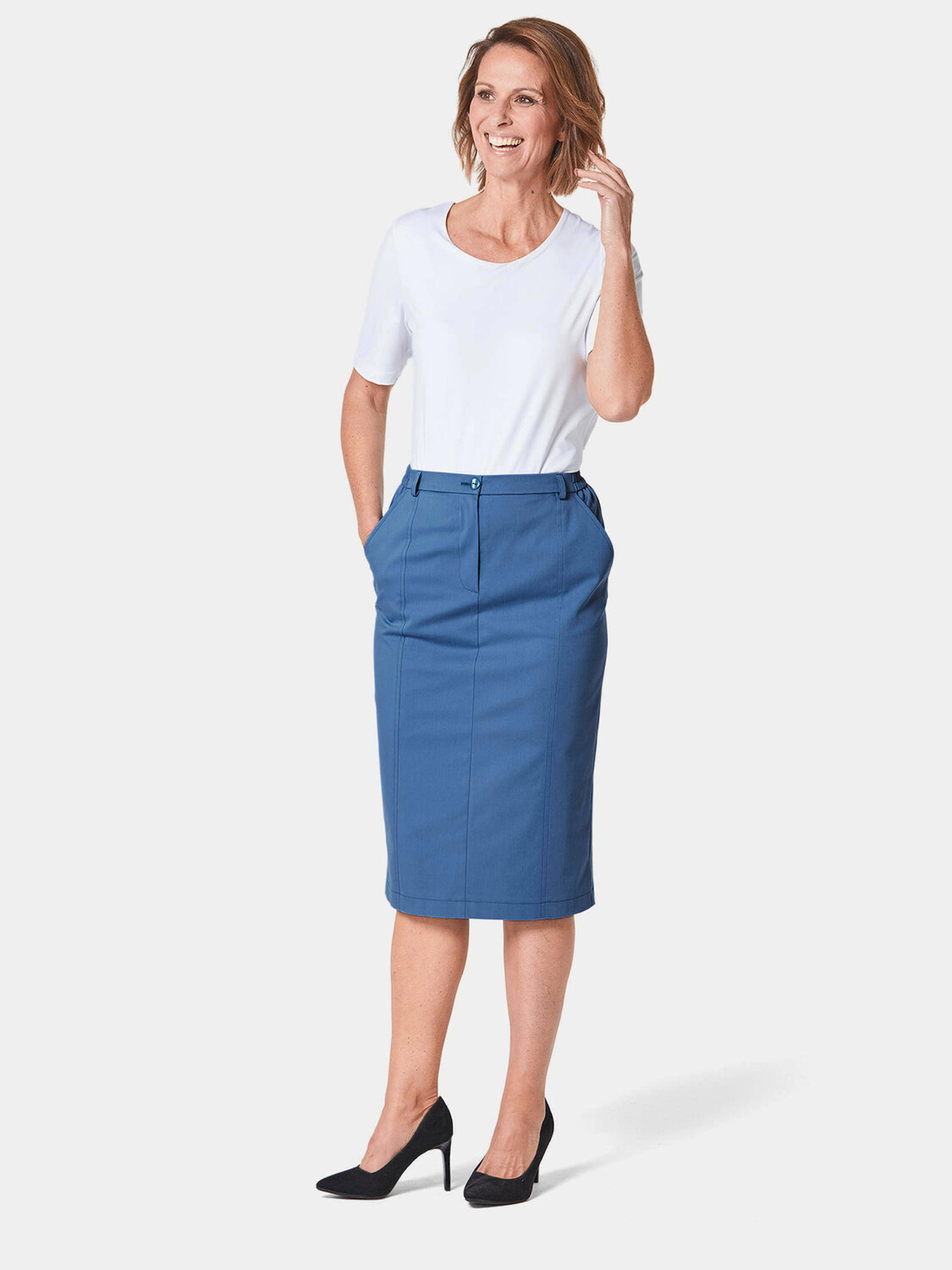 

Юбка до колена GOLDNER Satin, цвет schieferblau