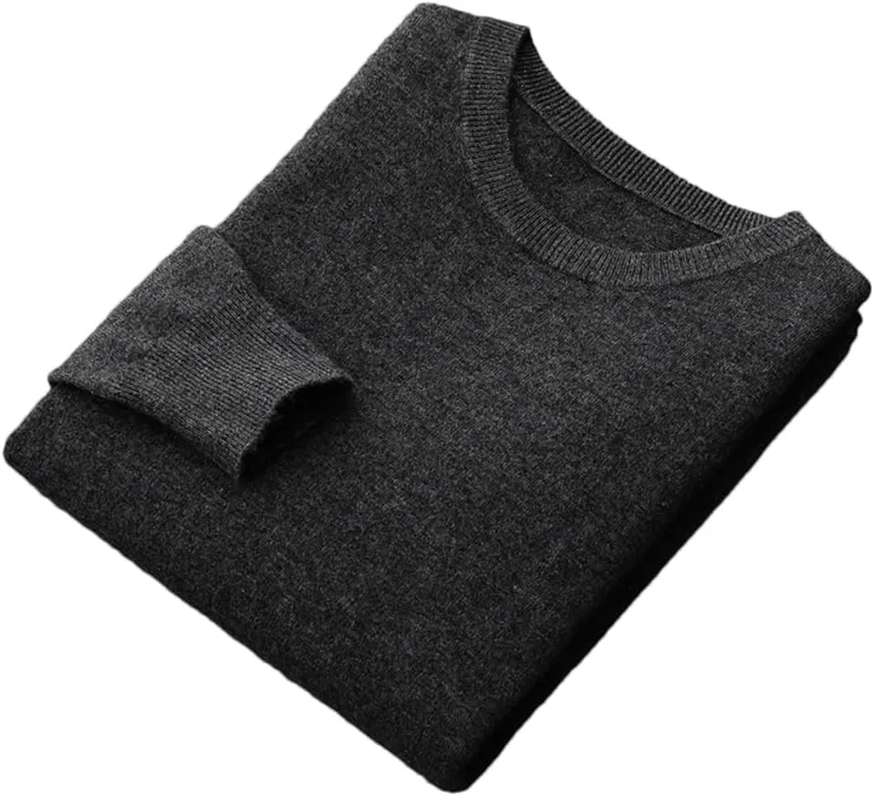 

Мужской свитер из мериносовой шерсти с круглым вырезом, легкий пуловер