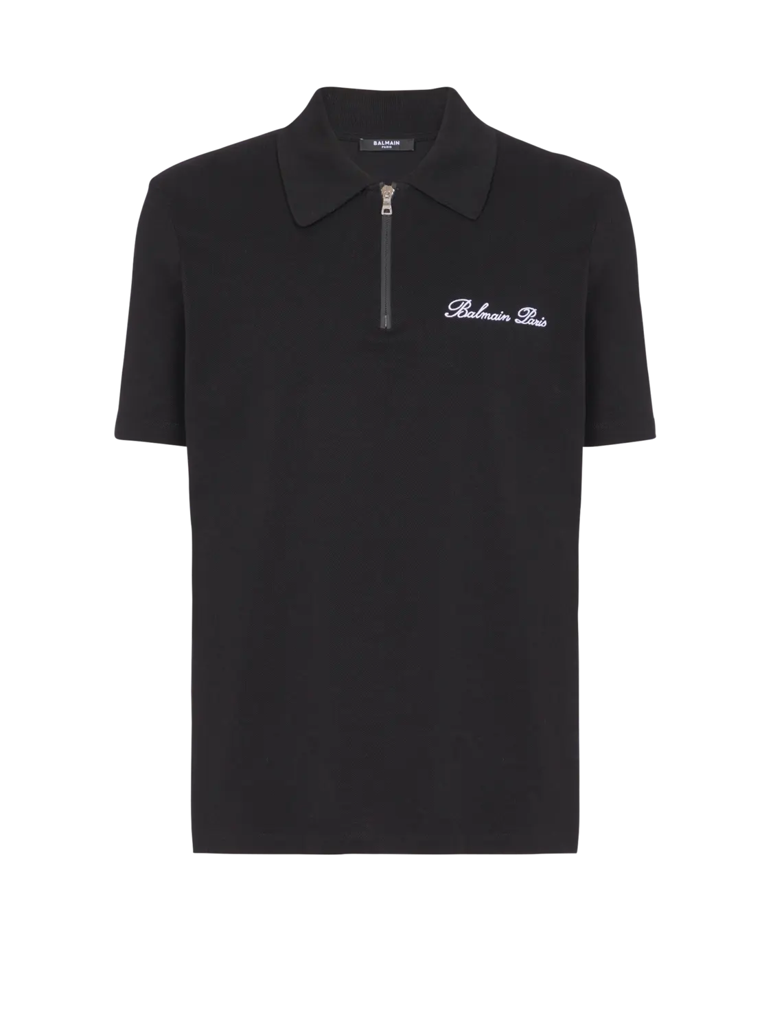 

Поло с короткими рукавами и вышивкой Balmain, черный