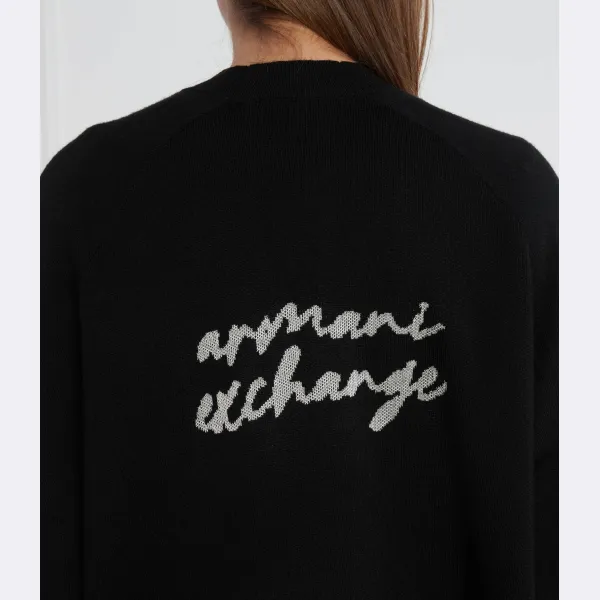 Кардиган классического кроя с добавлением шерсти Armani Exchange, черный — фото 4