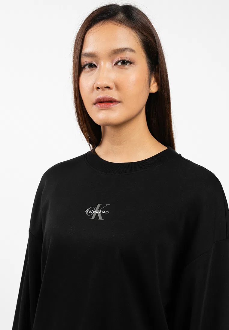 Футболка с длинным рукавом, оверсайз, Calvin Klein Jeans, черный — фото 3