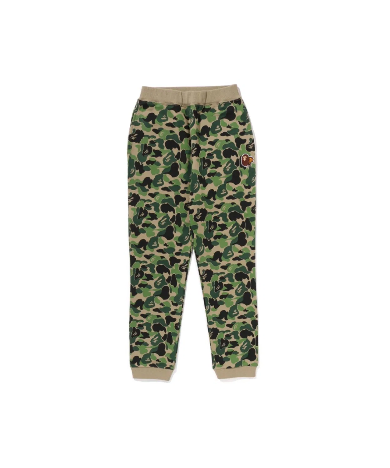 Брюки спортивные с камуфляжем A Bathing Ape ABC CAMO APE & MILO, хлопок, зеленый