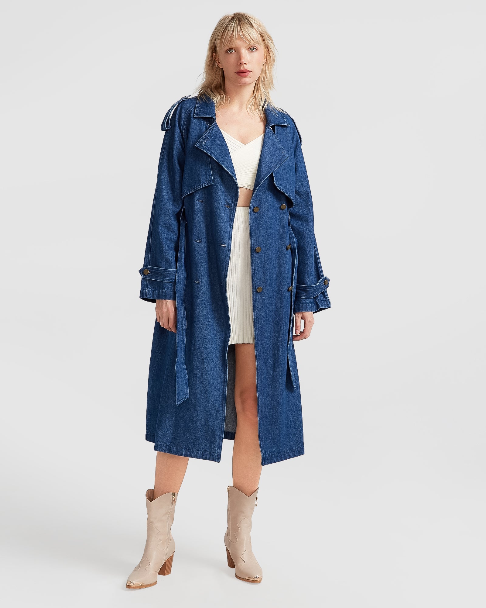 

Джинсовый тренч Wild Skies Belle&Bloom, цвет mid denim