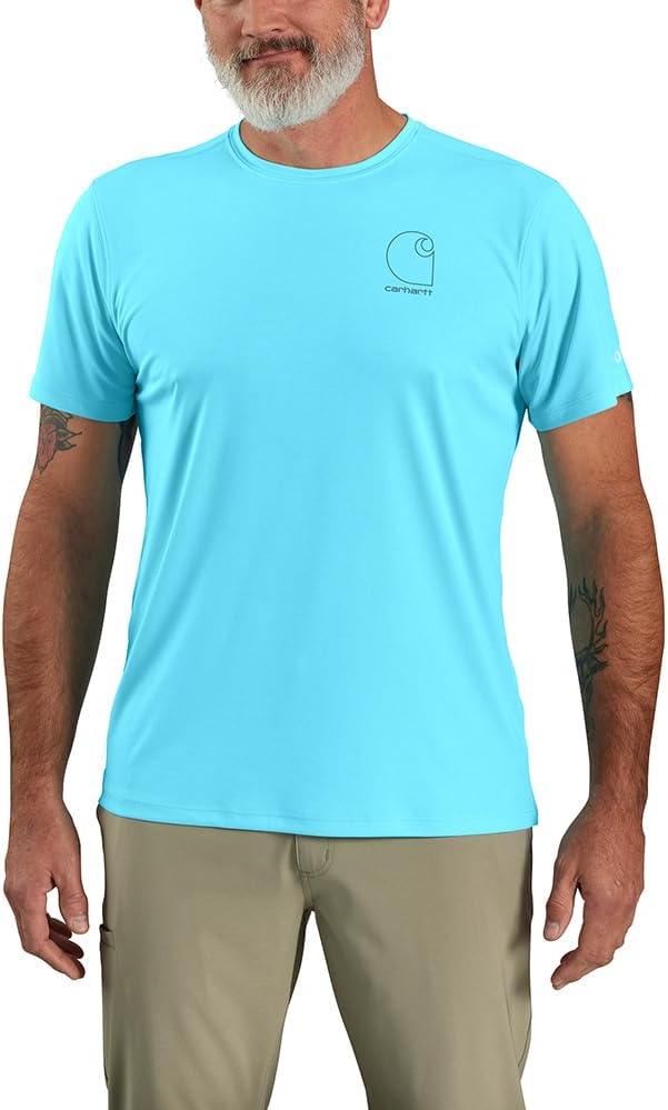

Легкая мужская футболка Carhartt Force Sun Defender с коротким рукавом и графическим логотипом, Gulf Blue
