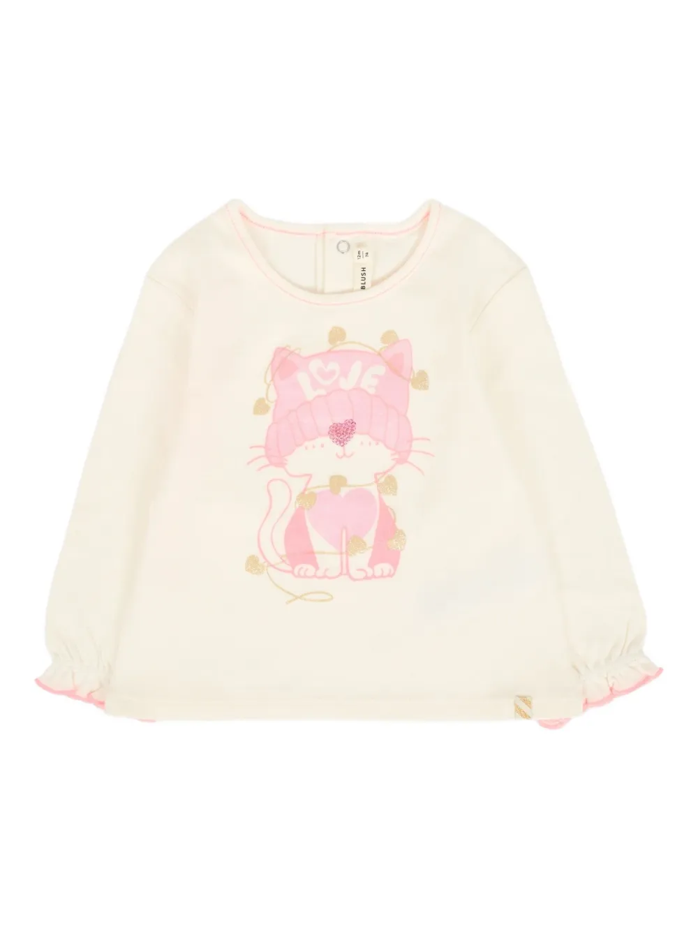 

Топ с принтом котов и оборками на манжетах Billieblush, нейтральный