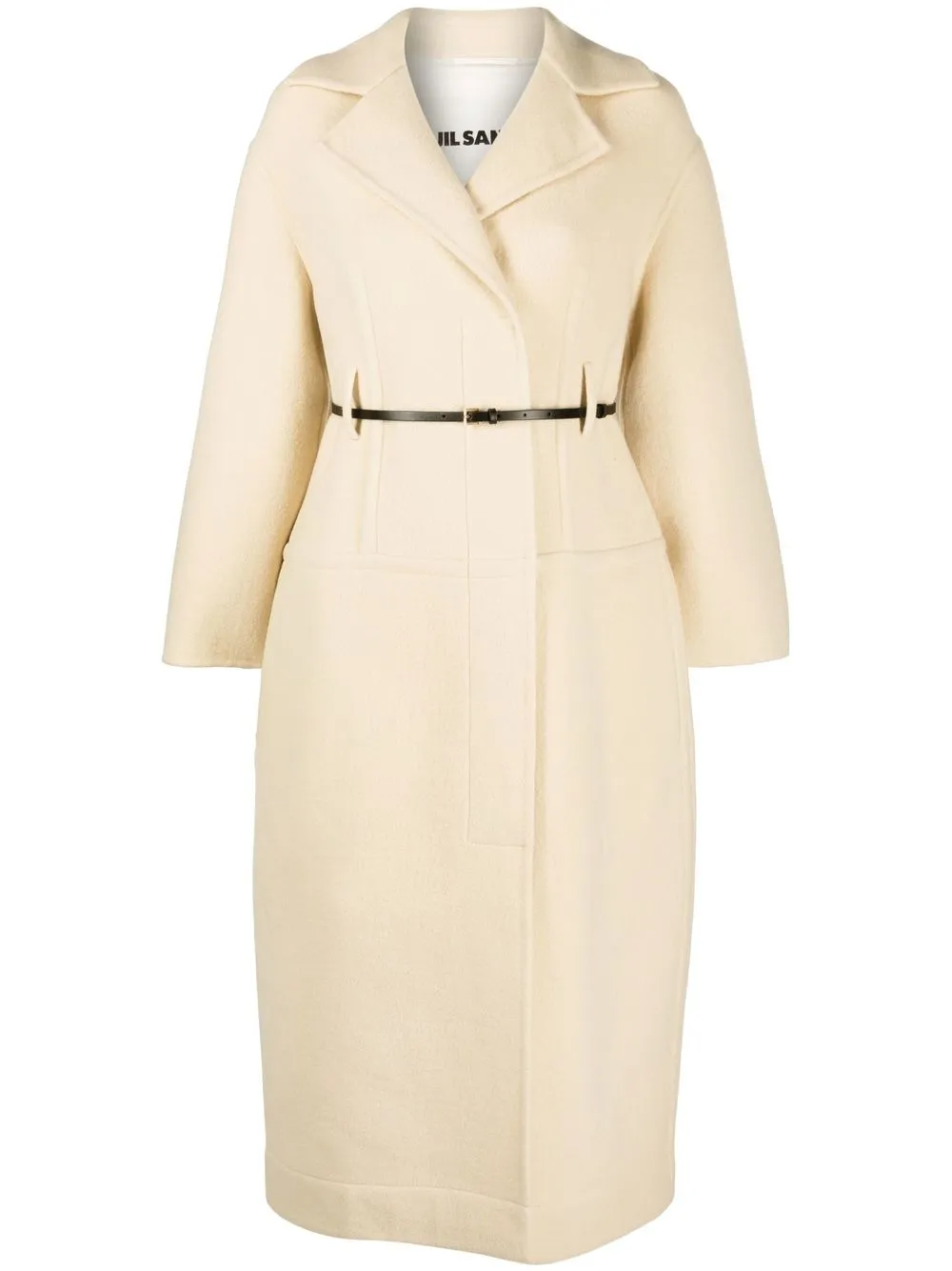

Шерстяное пальто с поясом JIL SANDER, нейтральный