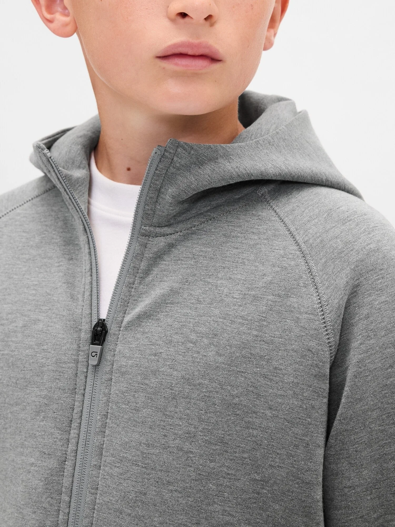 (K)GapFit Tech Quick Dry Hoodie (Kids) GAP, B38_GREY_HEATHER — фото 4