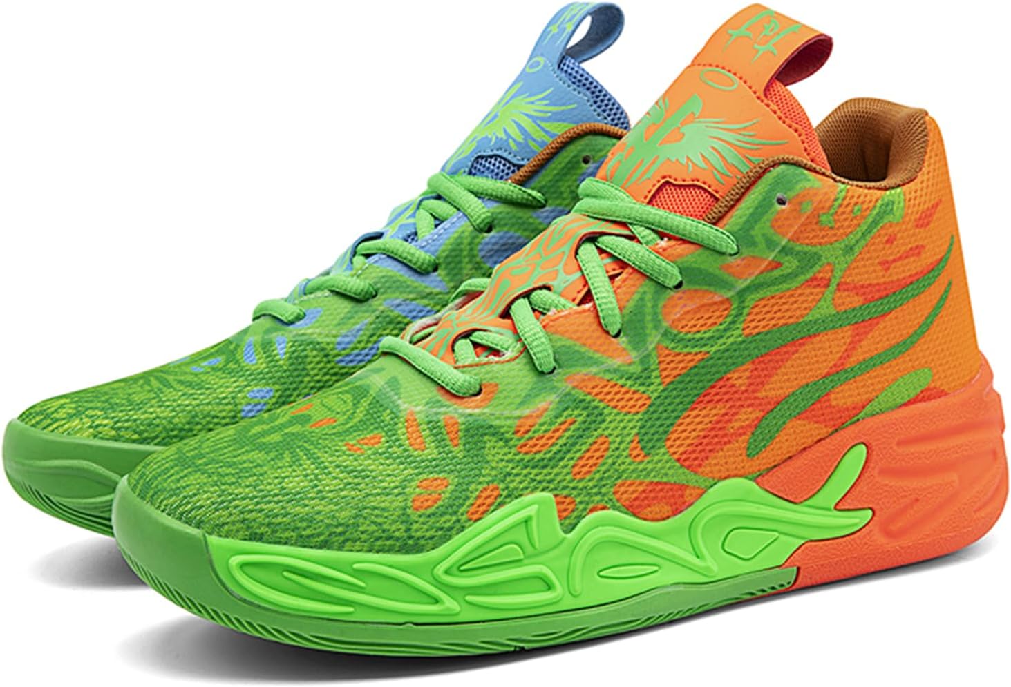 

Мужские высокие кроссовки с шнуровкой, разноцветные, с дышащим сетчатым верхом, для баскетбола с ярким флуоресцентным градиентным дизайном, комфортные для тренировок, игр на корте, тенниса, волейбола и спортивной активности Psieicwm