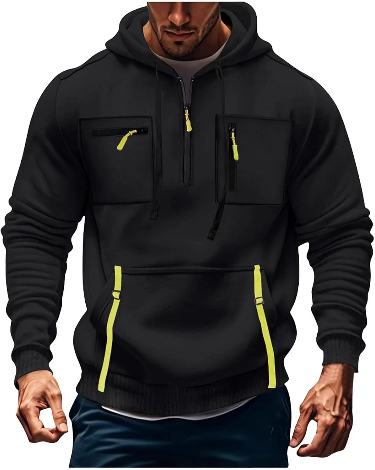 

Мужская худи с капюшоном на молнии и карманами