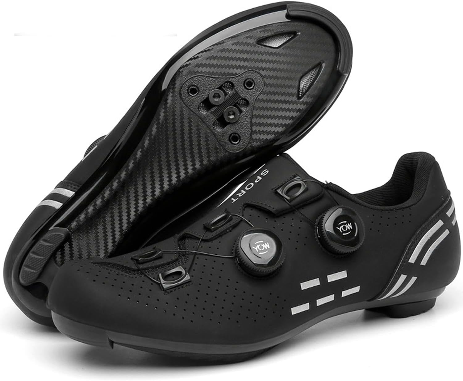 

Велосипедные туфли для мужчин и женщин, шоссейные/MTB - система самозапирающихся SPD, легкие и дышащие велотуфли с плоской подошвой для дороги и бездорожья (унисекс) Wttagkl, черный