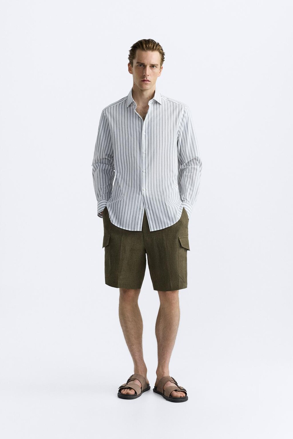 

Полосатая рубашка ZARA, цвет stripes