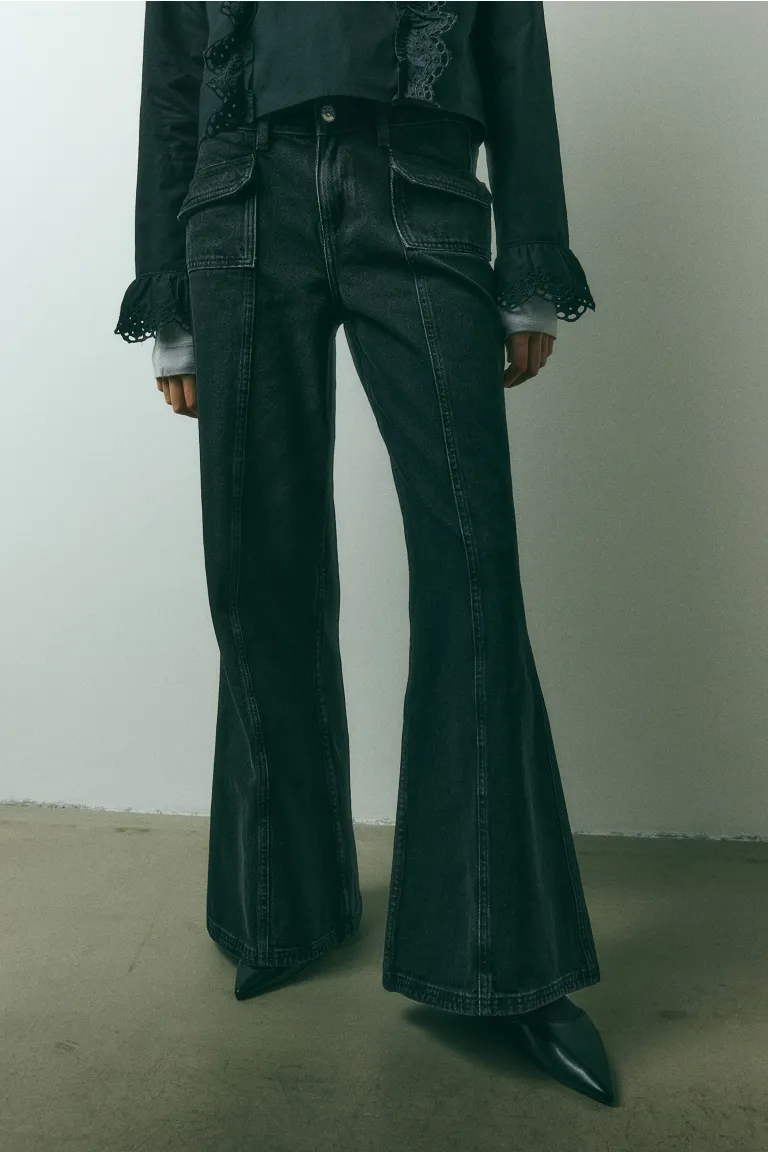 

Широкие обычные джинсы H&M, черный