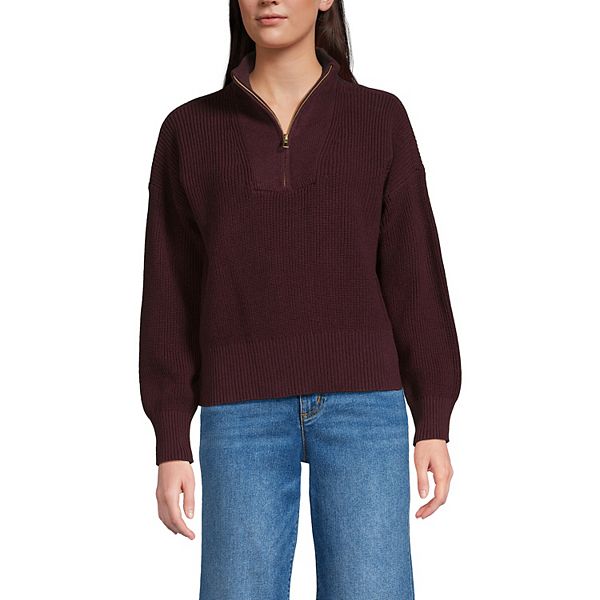 

Женский свитер drifter shaker wedge quarter zip Lands' End, Aged Wine Heather