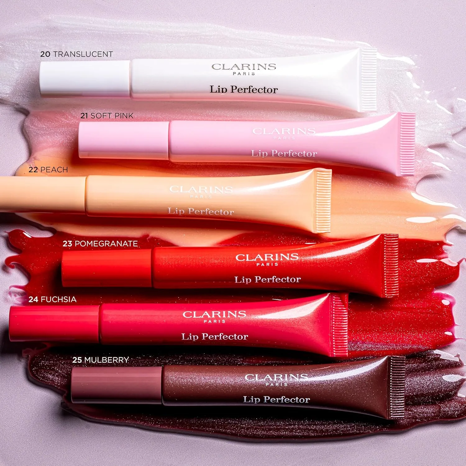 Блеск для губ Clarins Lip Perfector | Увлажняющий и придающий объем губам пептидный блеск | Мгновенный блеск с полупрозрачным мерцающим финишем | Нелипкая текстура с ароматом ванили | 0,35 унции, 25 Mulberry Glow - Pearly Cool Plum — фото 4